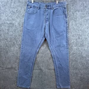 Fly53 Jeans Mens 34R Blue Cato Retro Button Fly Slim Straight